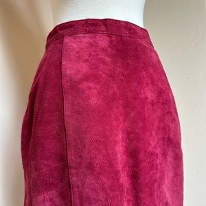 VINTAGE Red Suede Soft Classic Pencil Skirt